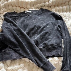 Double Zero Black Washed Crop Sweatshirt